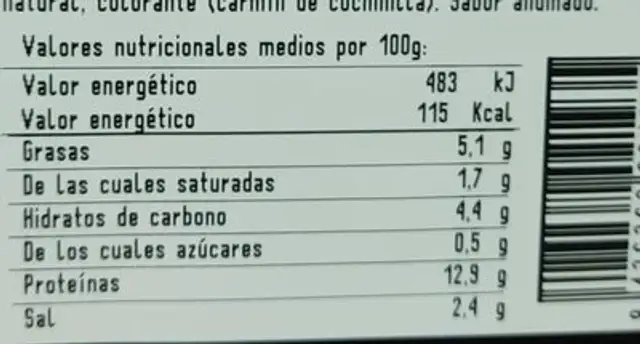 Fiambre de Paleta de cocida ahumada nutrition facts table