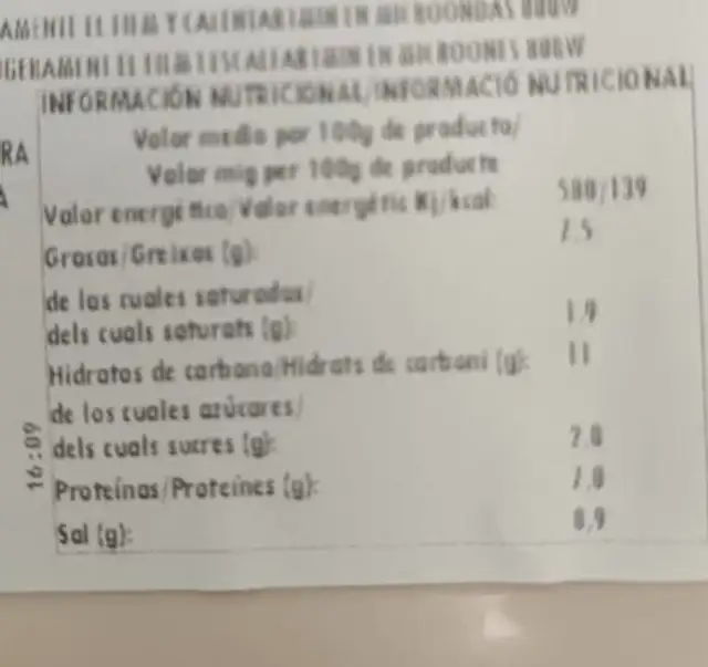 Pad thai de pollo nutrition facts table