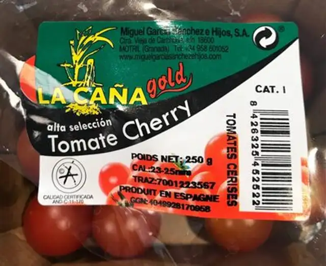 Tomate cerises ingredients label