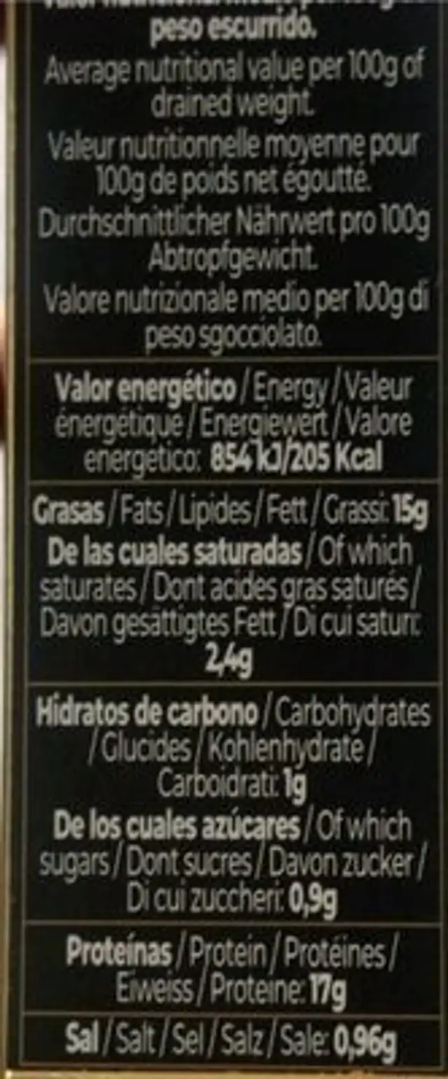 Baby Squids In Olive Oil (3 Cans x 138 G), Ramón Peña, Spain nutrition facts table
