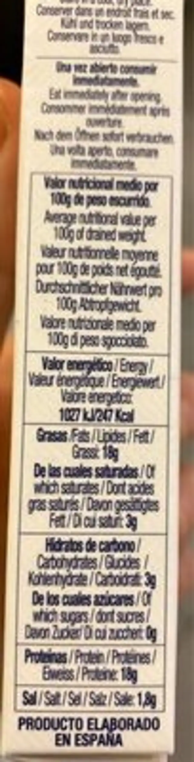 Mejillones en escabeche fritos nutrition facts table
