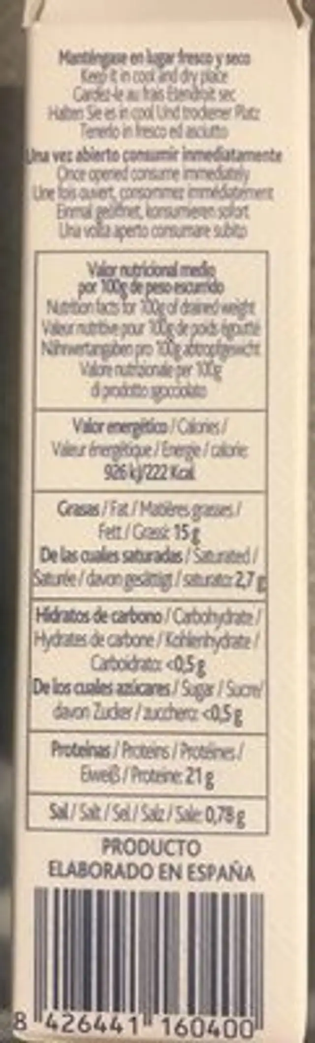 Sardineta En Oli D'oliva La Brãºjula 115G ingredients label
