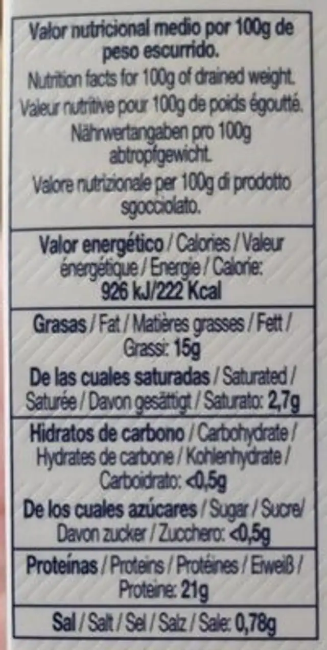 Sardineta En Oli D'oliva La Brãºjula 115G nutrition facts table