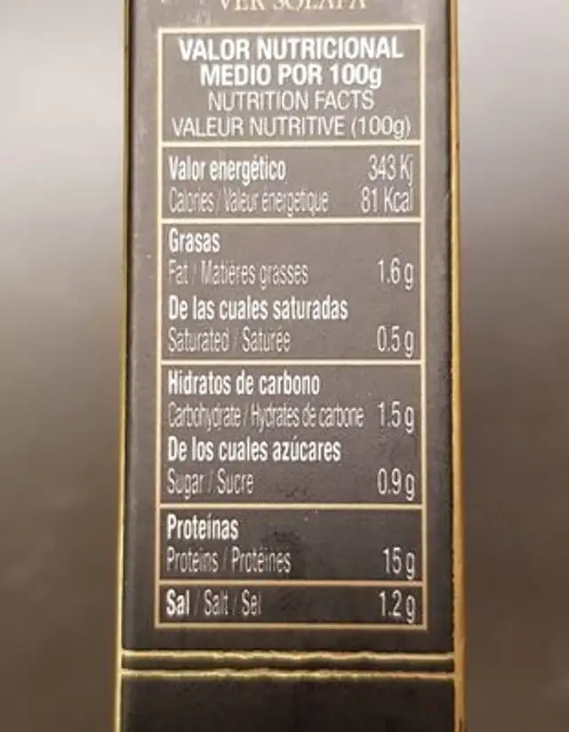 Berberechos al natural nutrition facts table