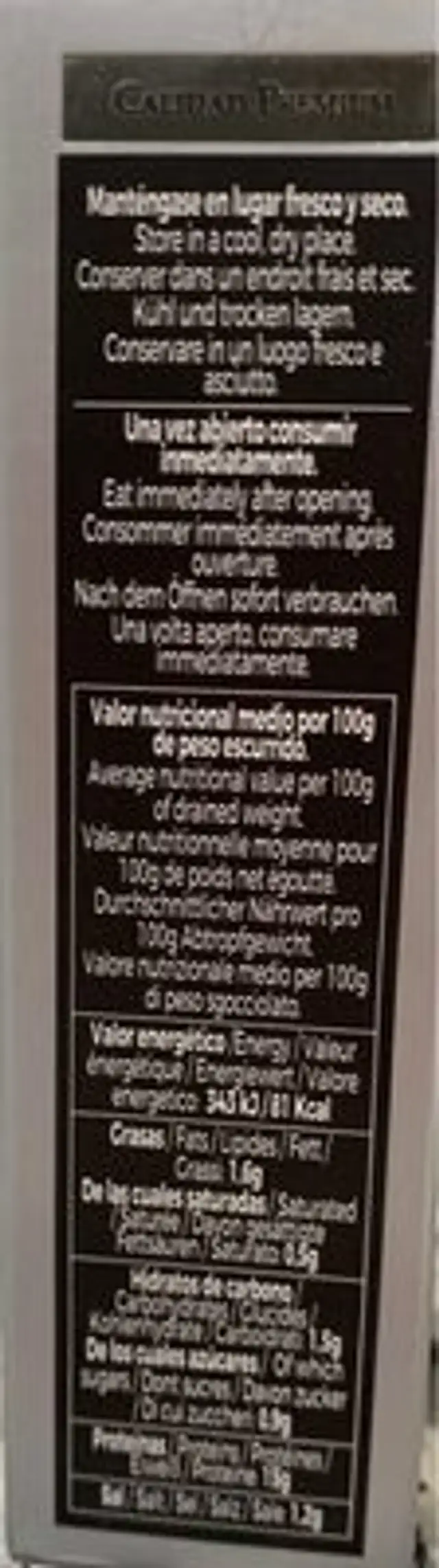 Berberechos al natural nutrition facts table