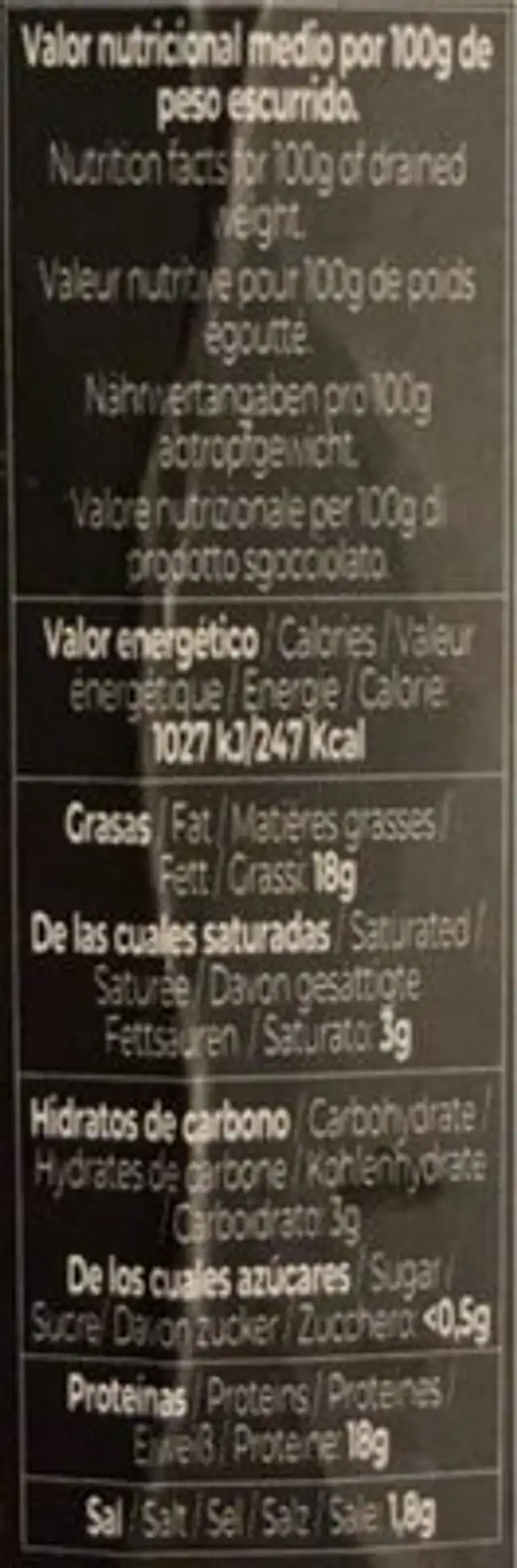Mejillones en escabeche fritos nutrition facts table