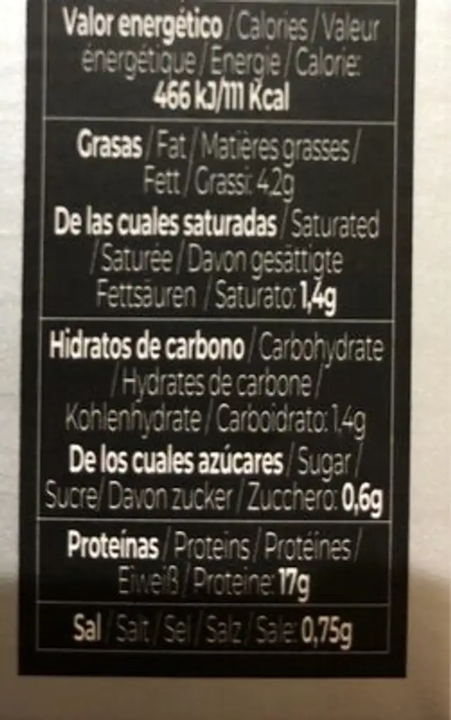 Huevas de erizo de mar al natural nutrition facts table