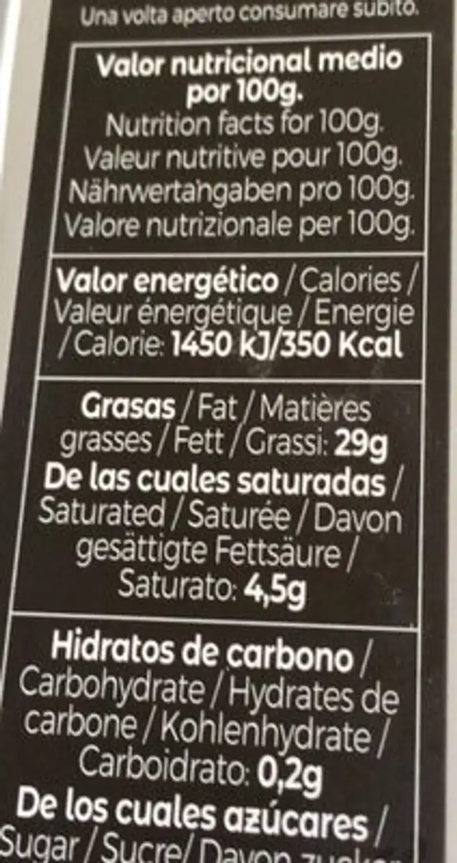Atun claro en aceite de oliva nutrition facts table