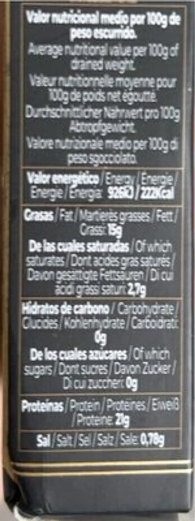 Petites sardines à l'huile d'olive nutrition facts table
