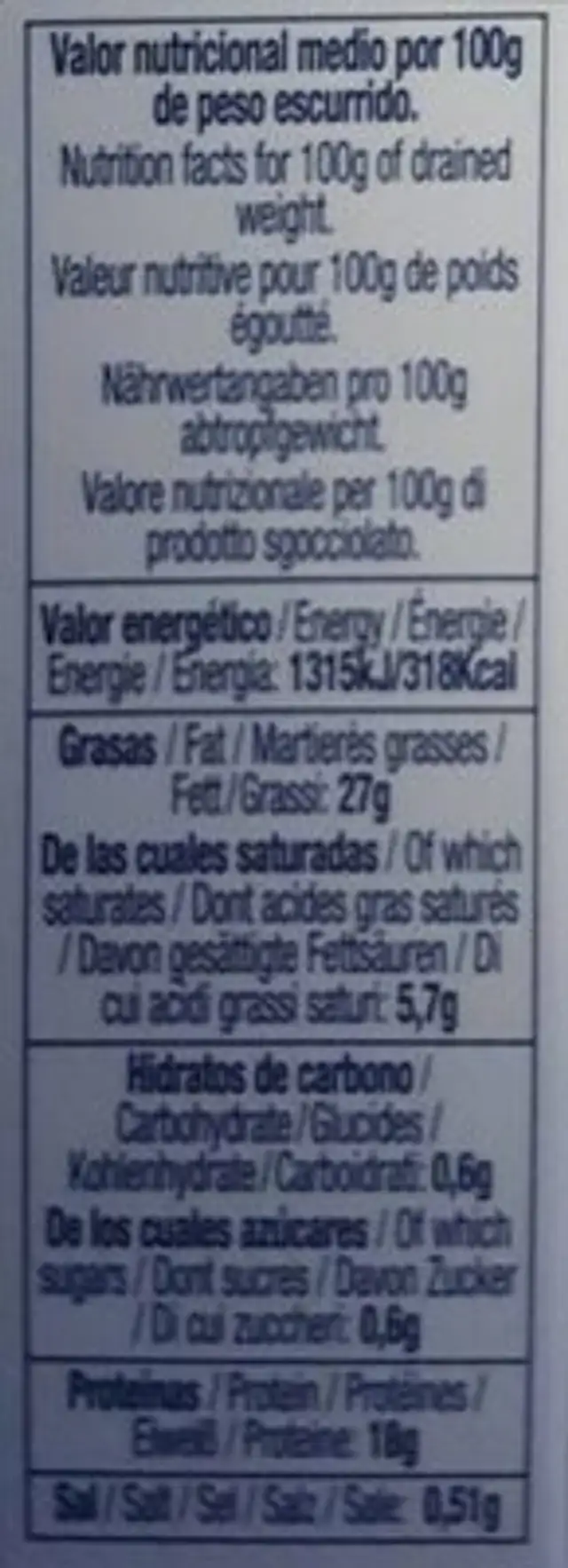 Sardinas n123 nutrition facts table