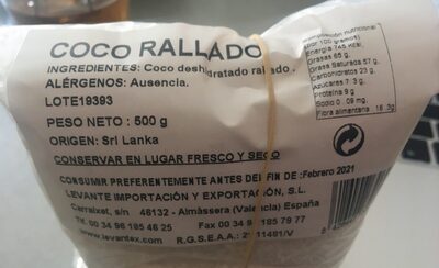 Coco rallado front packaging