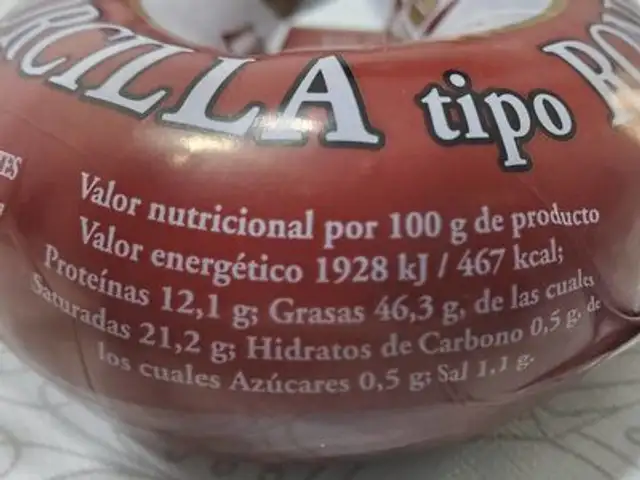 morcilla tipo ronda nutrition facts table