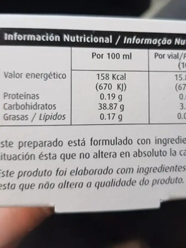 Depurativo Natural nutrition facts table