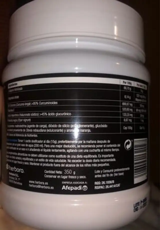 Colageno nutrition facts table