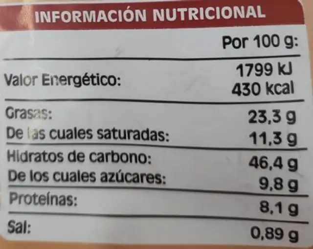 Croissants (MAS) nutrition facts table