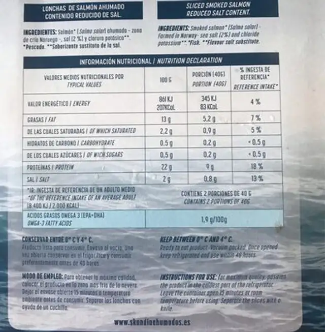 Salmon ahumado nutrition facts table