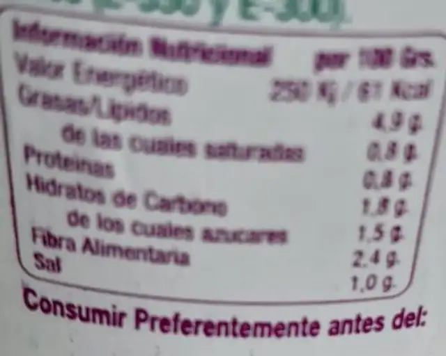 Banderillas en vinagre nutrition facts table