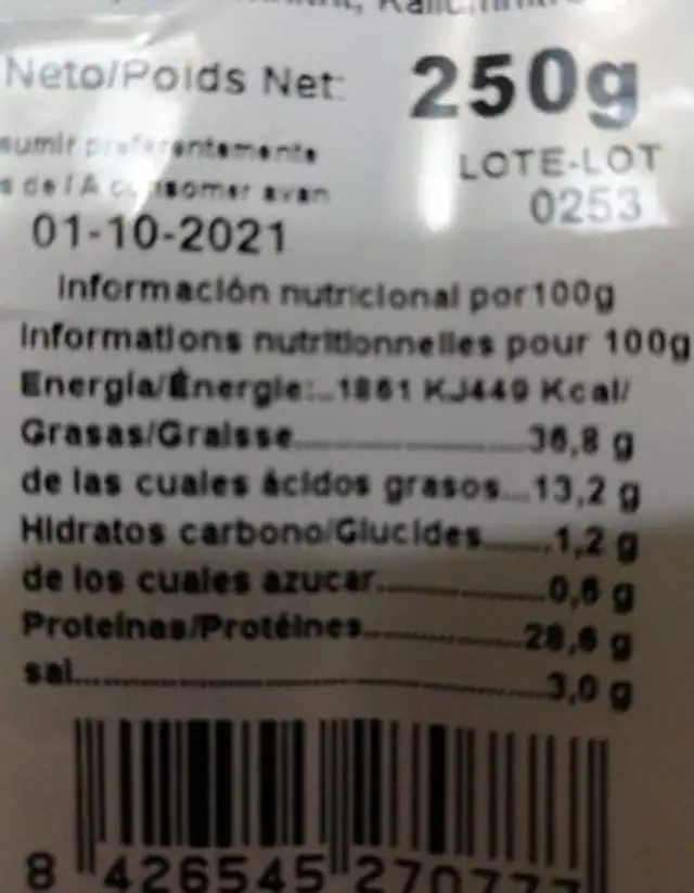 Chorizo sarta natural extra nutrition facts table