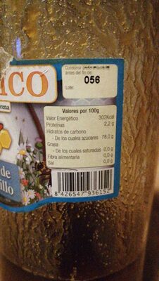 Miel de tomillo nutrition facts table
