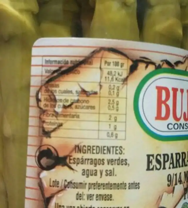ESPARRAGOS VERDES 9/14 Muy Gruesos nutrition facts table