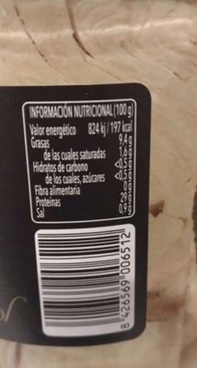 Lomos de bonita del norte ingredients label