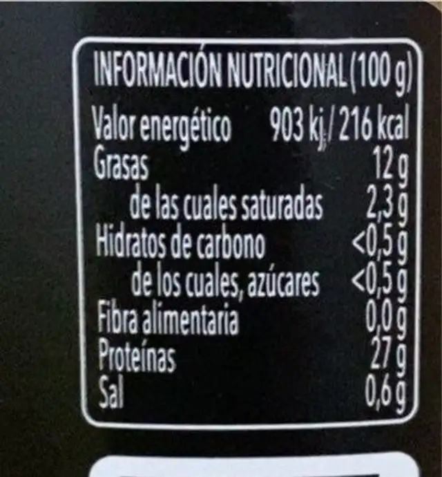 Lomos bonito norte nutrition facts table