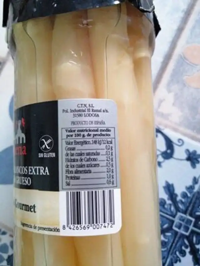Esparragos blancos extra nutrition facts table