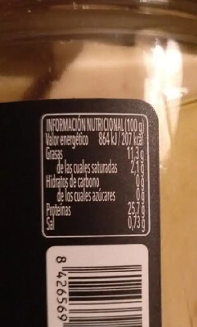 Lomos de Bonito nutrition facts table