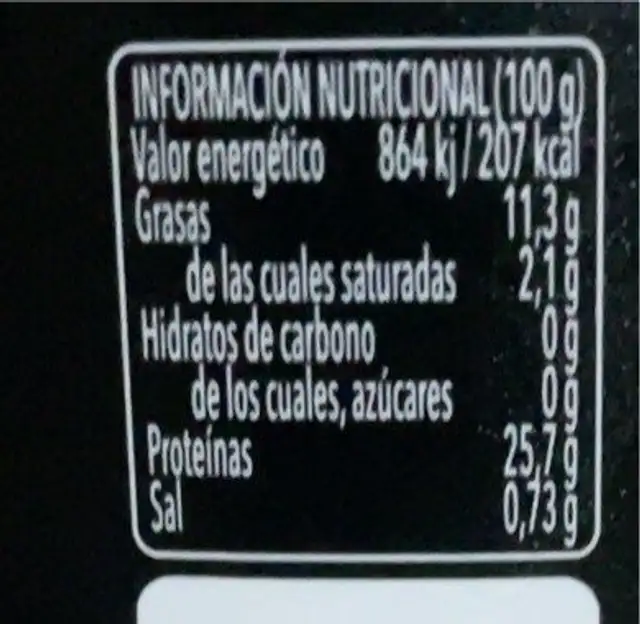 Lomos de bonito en aceite de oliva nutrition facts table