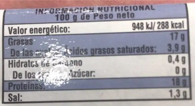 Sardinas (Sprattus sprattus) nutrition facts table