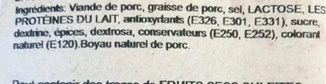 Saucisson ingredients label