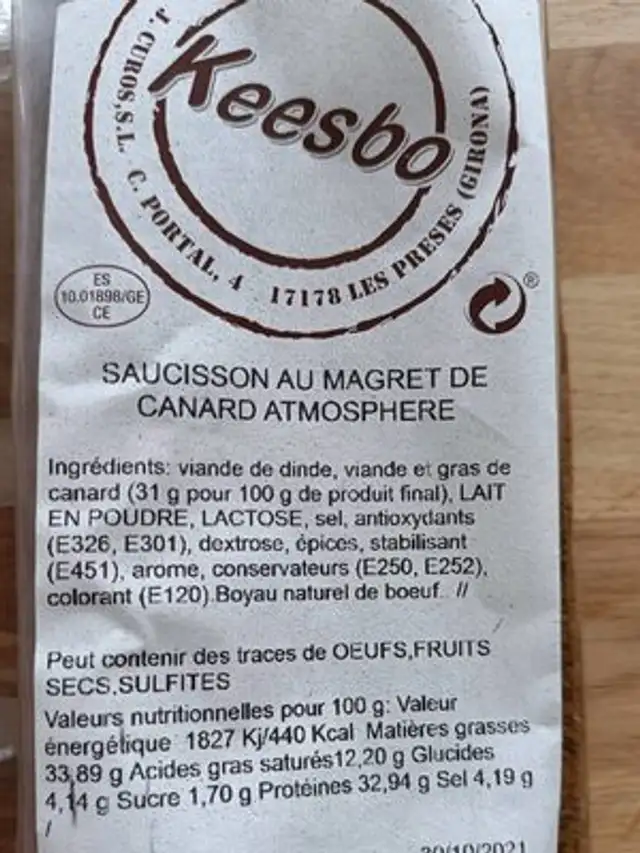 Saucisson au magret de canard