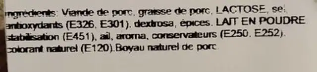 Saucisson Catalan ingredients label