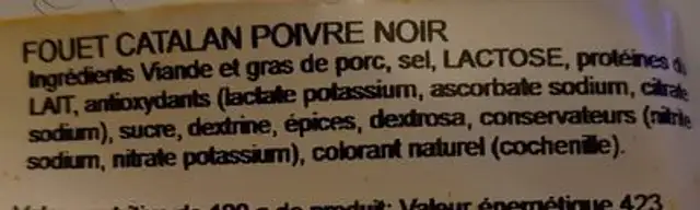 FOUET CATALAN POIVRE NOIR ingredients label