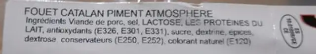 Fouet catalan piment atmosphère ingredients label
