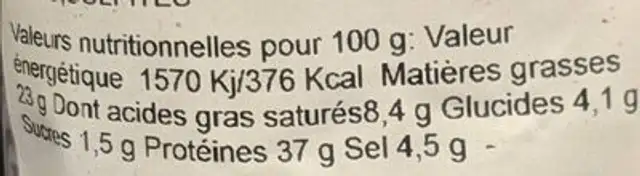Chorizo fort atmosphere nutrition facts table