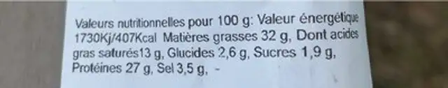 Fuet nature 150grs nutrition facts table
