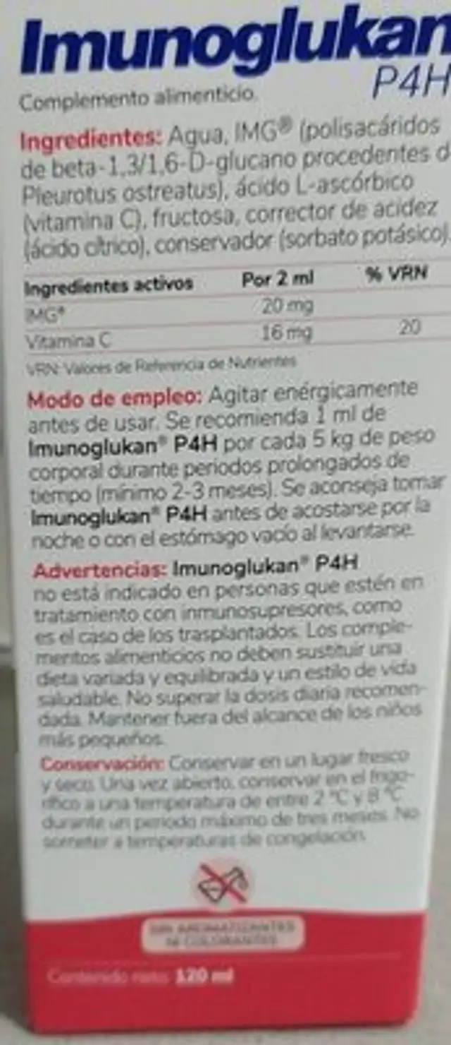 Imonoglukan nutrition facts table