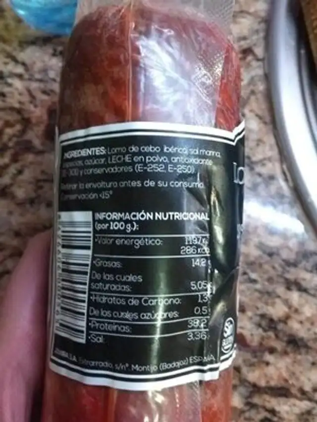 Lomo de cebo iberico nutrition facts table