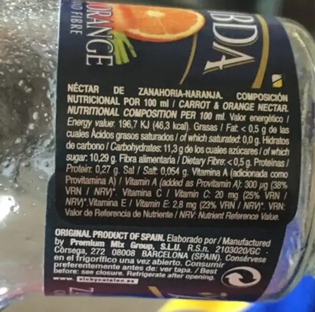 Porkkana-appels. Nektari nutrition facts table