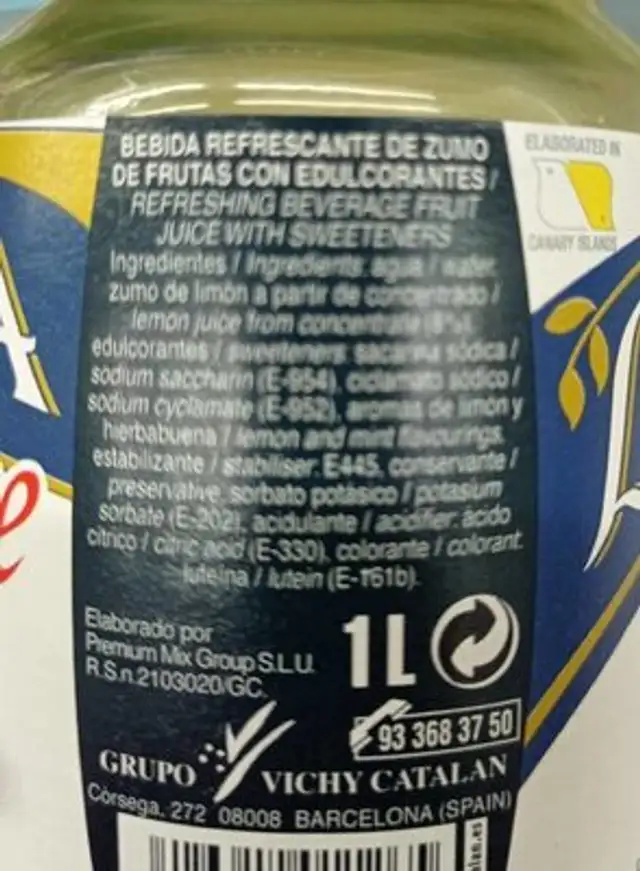 Zumo de frutas nutrition facts table