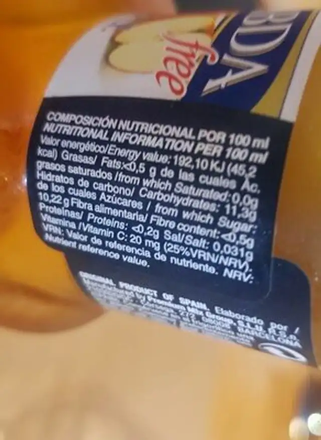 Lambda Manzana nutrition facts table