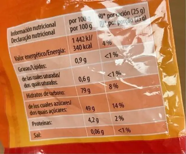 Happy time nutrition facts table