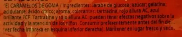Blandositos Surtidos De Haribo ingredients label