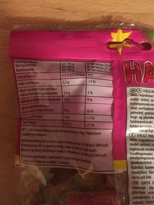 Haribo Flowerzourr 125G Kirpeä Viinikumi nutrition facts table
