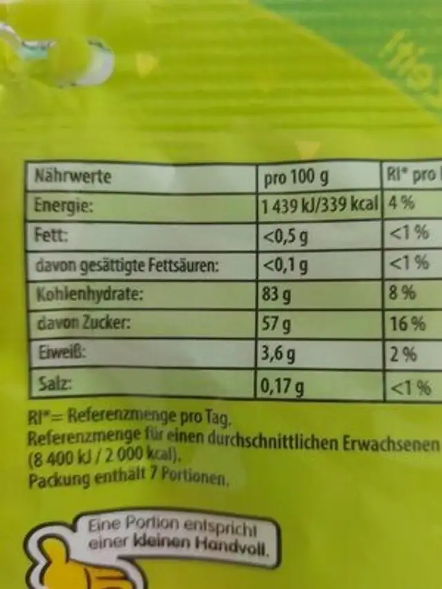 Caramelle Haribo melone giallo nutrition facts table
