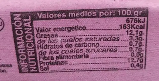Huevos frescos del norte nutrition facts table