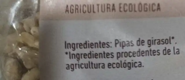 Pipas girasol ingredients label