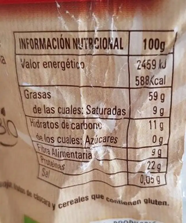 Semillas de sésamo nutrition facts table