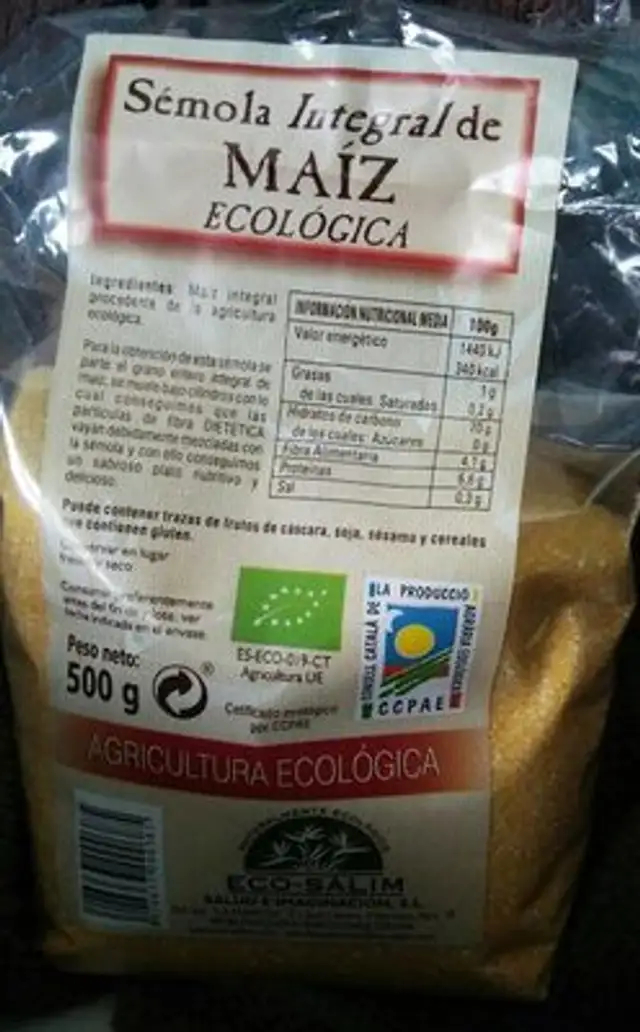 Sémola Integral de maíz ecológica